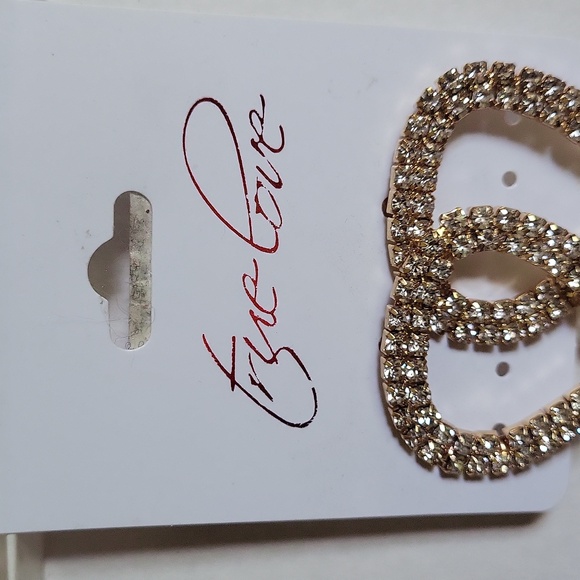 True Love Gold Rhinestone Earrings - Picture 3 of 5